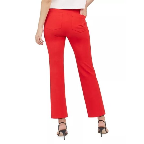 Spanx Polished Kick Flare Pants True Red Flat Front Pull-On Back Patch Pockets S - Picture 2 of 8